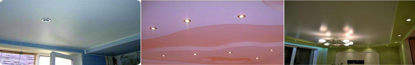 Фото коллаж сатиновых натяжных потолков